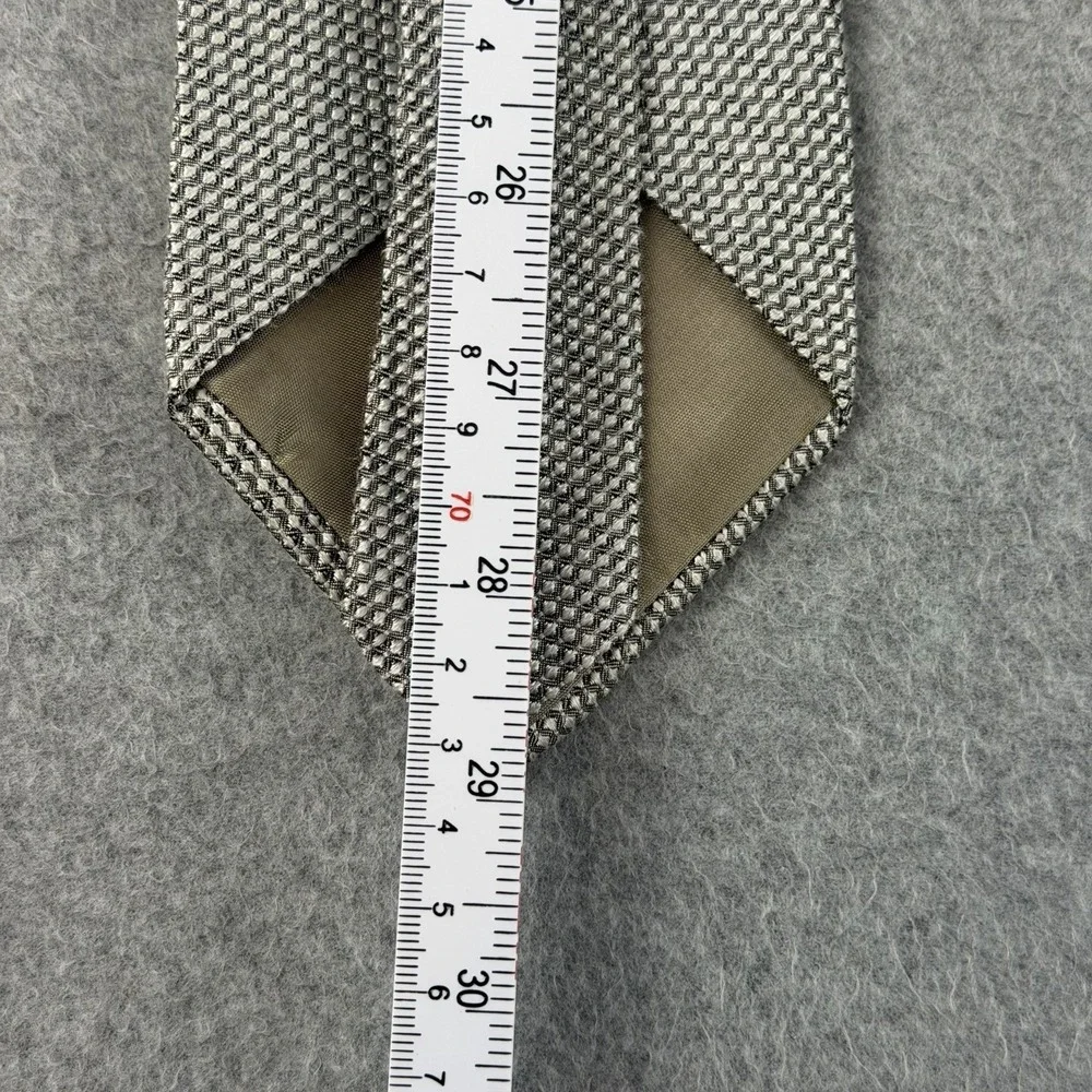 Vintage Perry Ellis Portfolio Gray Geometric Silk Neck Tie USA Classic 58x3.6